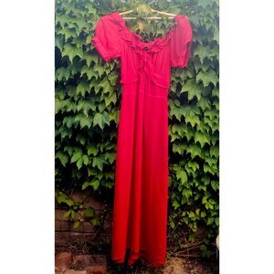 Reformation Red‎ Ruffle Maxi Dress | Romantic Long Dress Size 8